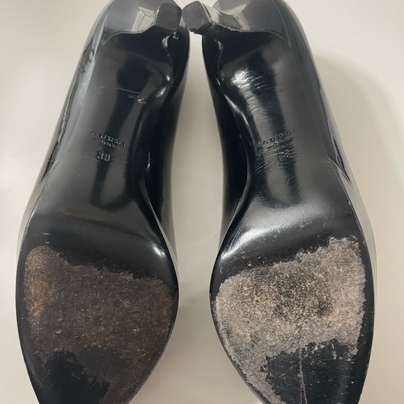 Vintage Gucci Patent Leather Pumps Black Vernice Crystal Nero - Size 9 Authentic - Picture 11 of 16